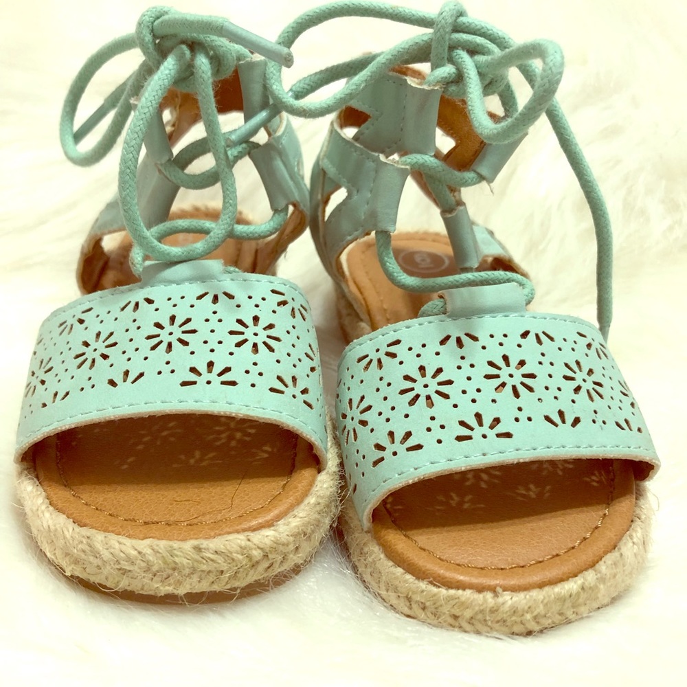 Teal lace up sandals